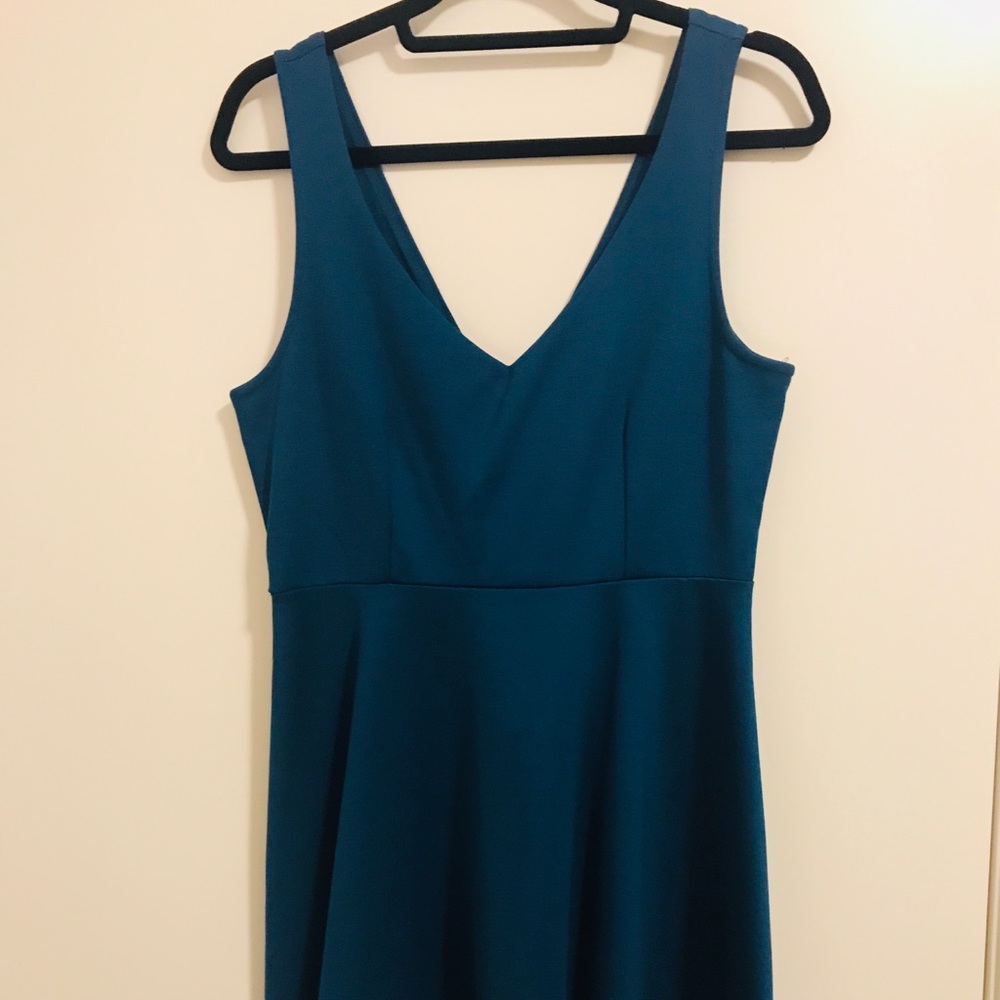 Short blue fit and flare dress